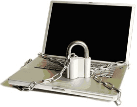Laptop wrap with a chain and padlock