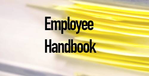 Yellow folders in background with Employee Handbook at the title
