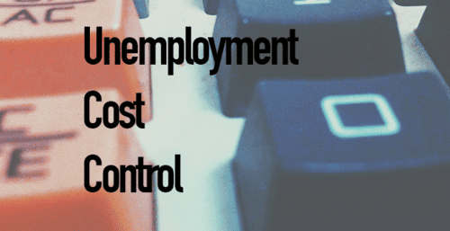 Keyboard background with Unemployment Cost Control as the title